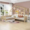 Sweiko detská posteľ 90x200cm+140x70cm domček posteľ so Náhľad obrázku produktu 1
