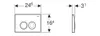 Technical drawing with dimensions of a toilet flush plate. Produktbild-Vorschau