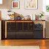 Credenza Fortuna Lai nera lucida con LED, mobile TV, Anteprima dell’immagine prodotto 1