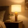 NOWA Tischleuchte Holz braun, weiß, Wippschalter am Kabel, Produktbild-Vorschau 6