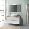 Mobile bagno sospeso 100cm bianco lucido top rovere lavabo Anteprima dell’immagine prodotto 1