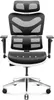 A white and black ergonomic office chair with a silver base and wheels. Náhled obrázku produktu