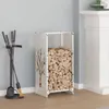 vidaXL Stojan na palivové drevo biely 40x30x80 cm Oceľ Náhľad obrázku produktu 2