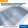 Interior view of a white chest freezer with a removable wire basket. Produktbild-Vorschau