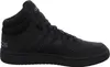 A studio shot of a single black Adidas Hoops 3.0 Mid sneaker. Voir les images du produit