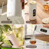 Collage of four images showing a portable electric kettle in different scenarios. Produktbild-Vorschau