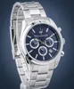 A close-up studio shot of a men's Maserati watch with a blue dial and silver metal band. Produktbild-Vorschau
