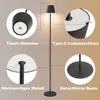 A collage of close-up images and a central image of a floor lamp, highlighting its features. Produktbild-Vorschau