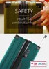 A close-up of a suitcase with text overlays highlighting its safety features. Produktbild-Vorschau