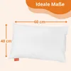 A white pillow with dimensions indicated by measurement lines and text. Produktbild-Vorschau