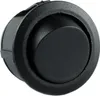 A close-up studio shot of a black, round, push-button switch. Produktbild-Vorschau