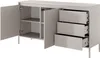 A beige sideboard with two doors and three drawers, shown with the doors and drawers open. Produktbild-Vorschau