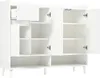An open white cabinet with shelves and a drawer. Produktbild-Vorschau