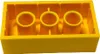 A single yellow LEGO brick with three cylindrical studs on top, isolated on a white background. Produktbild-Vorschau