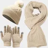 Damen Mütze Schal Touchscreen-Handschuhe Set, Warme Produktbild-Vorschau 1