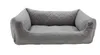 A gray quilted dog bed with raised edges, shown from a front-facing angle against a white background. Podgląd zdjęcia produktu