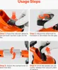 A collage of four images demonstrating the usage steps of a tile leveling tool. Anteprima dell’immagine prodotto