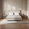 ProximaX bed, 160x200 cm, beige – fluwelen bekleding met Productafbeelding-voorbeeld 1