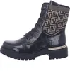 A black boot with a gold patterned cuff is shown against a white background. Voir les images du produit