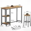A diagram showing a bar table and two stools with dimensions and weight capacities. Produktbild-Vorschau