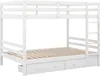 A white wooden bunk bed with two drawers underneath, shown against a white background. Náhled obrázku produktu