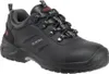 A black leather safety shoe with laces. Voir les images du produit