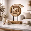 Teak Deko Teakholz Figur Holz Schnecke auf Ständer Garten Produktbild-Vorschau 7