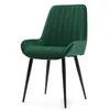 A green velvet dining chair with black metal legs, shown against a white background. Náhled obrázku produktu