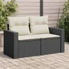 vidaXL Canapé de jardin avec coussins 2 places noir poly Voir les images du produit 2