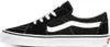A side view of a black Vans SK8 shoe with white laces and a white stripe. Produktbild-Vorschau