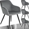A collage of gray velvet dining chairs with black legs. Produktbild-Vorschau