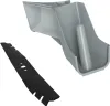A gray plastic mulch kit and a black metal lawn mower blade are shown against a white background. Produktbild-Vorschau