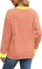 ASKSA Damen T-Shirt Rundhals Langarm Shirts Gestreift Basic Produktbild-Vorschau 4