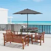 Sonnenschirm Ø196 cm, sechseckig Balkonschirm für Strand Produktbild-Vorschau 2