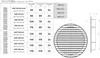 A table showing dimensions and product codes for ventilation grilles, alongside a diagram of a round grille. Produktbild-Vorschau