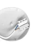 A close-up view of the inside of a white round light fixture, showing electrical wiring and a connector block. Produktbild-Vorschau