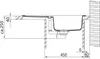 A technical drawing showing the dimensions and installation of a sink. Produktbild-Vorschau