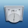 Rear view of a white ventilation fan with labeling. Produktbild-Vorschau