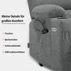 Close-up of a gray recliner chair showing its features. Produktbild-Vorschau