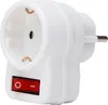 A white electrical adapter with a red switch. Produktbild-Vorschau