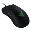 A black Razer DeathAdder Elite gaming mouse with a green illuminated logo and scroll wheel, shown on a white background. Produktbild-Vorschau