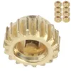 A close-up of a single golden gear with a stack of identical gears in the background. Podgląd zdjęcia produktu