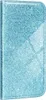 A close-up, front-facing view of a light blue glittery phone case. Produktbild-Vorschau