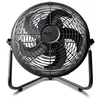 A black floor fan with a retro design is shown against a white background. Náhled obrázku produktu