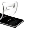 A clear phone case is shown partially covering a black smartphone. Produktbild-Vorschau