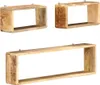 3-tlg. Würfel-Wandregal-Set Massivholz Mango Produktbild-Vorschau 1
