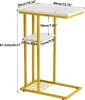 Table d'appoint motif marbre 40x26x61.5 cm blanc or Voir les images du produit 3