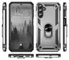 Multiple views of a silver and black smartphone case with a ring holder. Produktbild-Vorschau