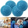 A collage showing blue dryer balls, a mother and child doing laundry, and a person loading laundry into a washing machine. Produktbild-Vorschau