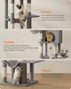 A multi-panel image showcasing different features of a cat tree. Produktbild-Vorschau